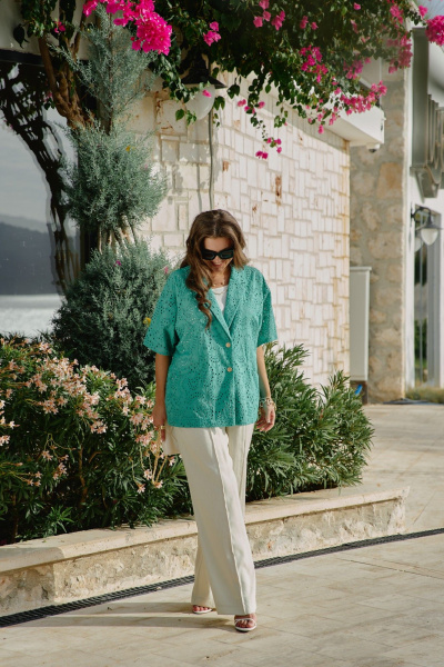 Брюки Vittoria Queen 28763бр бежевый-с-зеленью - фото 2