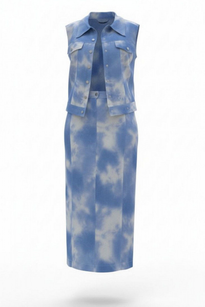 Жилет, юбка Vittoria Queen 28833 молочный/синий - фото 9