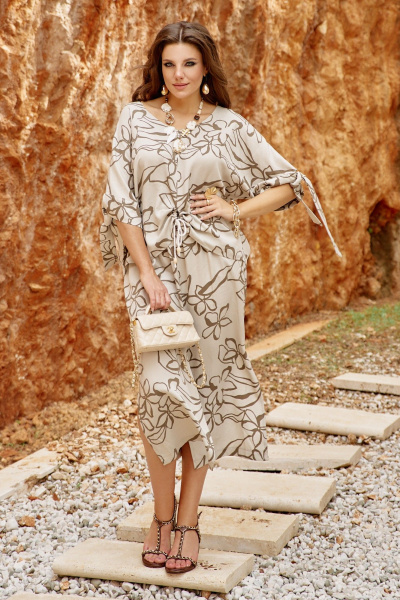 Блуза, юбка Vittoria Queen 28973 платиновый/принт - фото 1