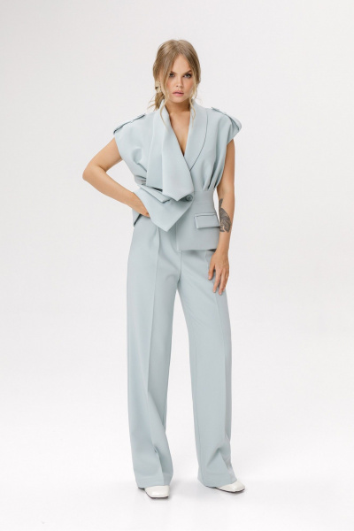 Брюки, жилет PiRS 6588 серо-мятный - фото 4