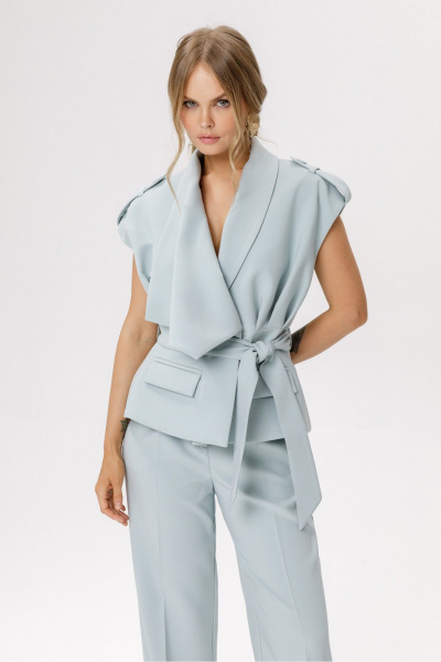 Брюки, жилет PiRS 6588 серо-мятный - фото 3