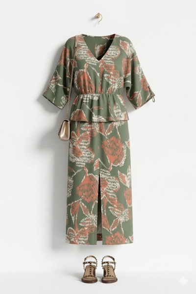 Платье Vittoria Queen 27813 зеленый/оранжевый_принт - фото 8