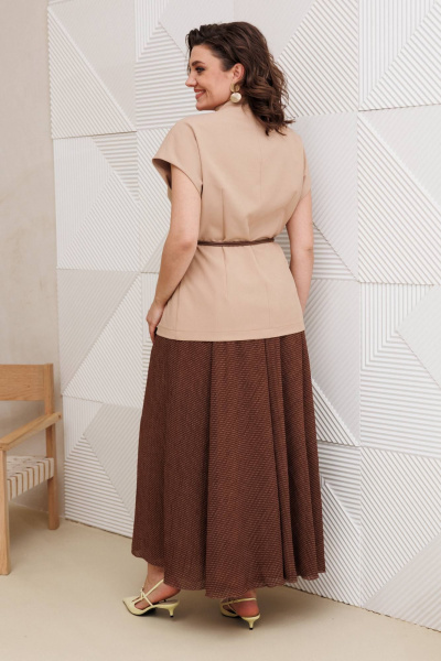 Жилет, юбка Anastasia 1347 бежевый_шоколад - фото 6