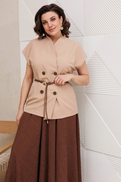 Жилет, юбка Anastasia 1347 бежевый_шоколад - фото 5