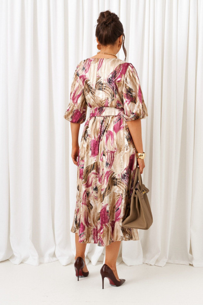 Платье Beautiful&Free 6412 бежево-бордовый - фото 5