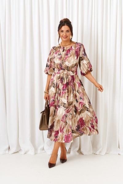 Платье Beautiful&Free 6412 бежево-бордовый - фото 1