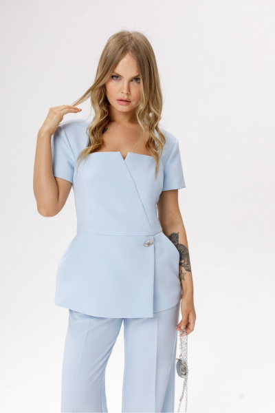 Блуза PiRS 6636 светло-голубой - фото 2