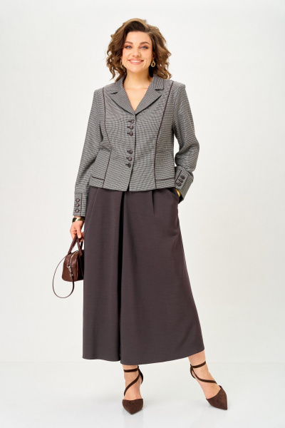Жакет, юбка Aira Style 24133 серо-коричневый - фото 7