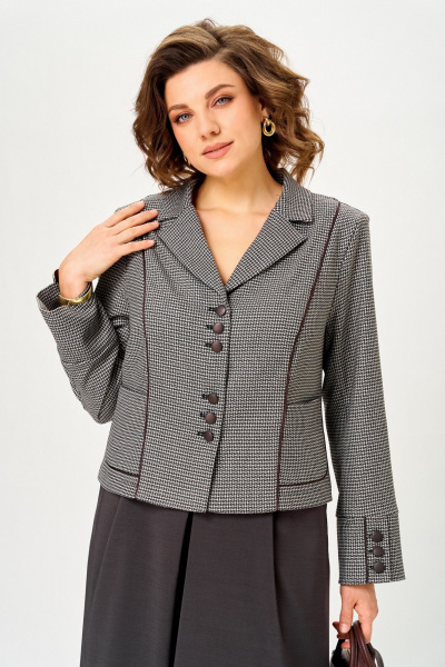 Жакет, юбка Aira Style 24133 серо-коричневый - фото 6