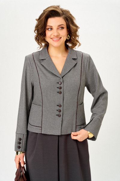 Жакет, юбка Aira Style 24133 серо-коричневый - фото 5