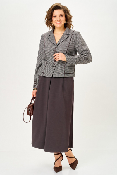 Жакет, юбка Aira Style 24133 серо-коричневый - фото 3