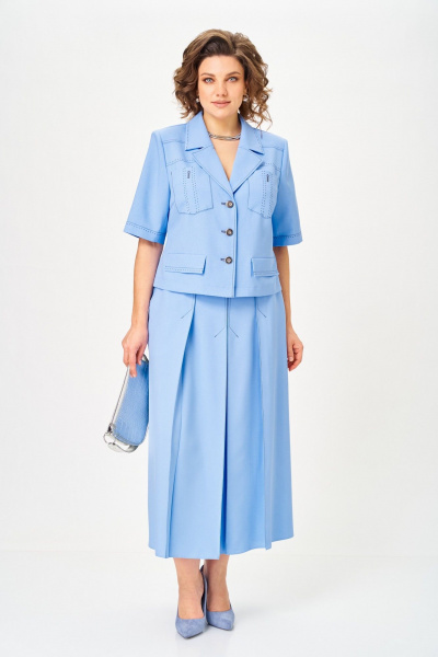 Жакет, юбка Aira Style 24140 голубой - фото 14