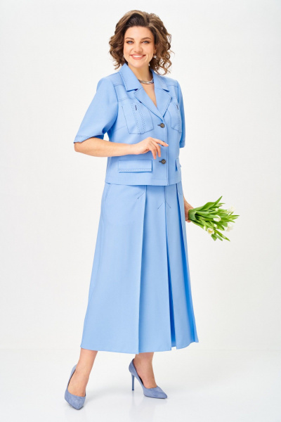 Жакет, юбка Aira Style 24140 голубой - фото 7