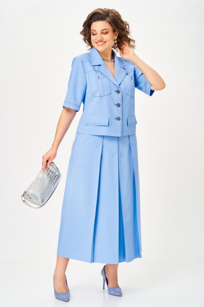 Жакет, юбка Aira Style 24140 голубой - фото 6