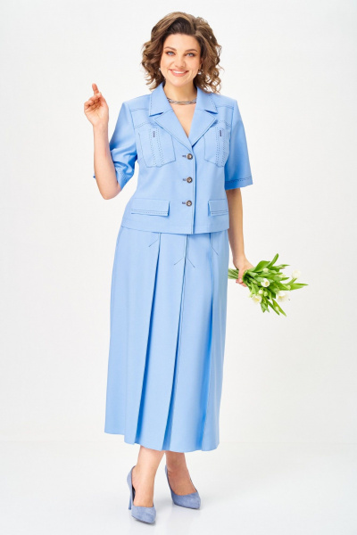 Жакет, юбка Aira Style 24140 голубой - фото 3