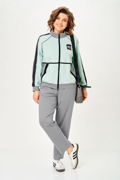 Брюки, бомбер Aira Style 24241А мята-серый - фото 9