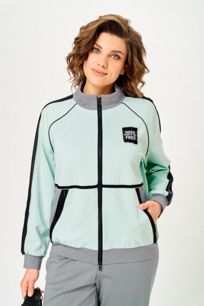 Брюки, бомбер Aira Style 24241А мята-серый - фото 7