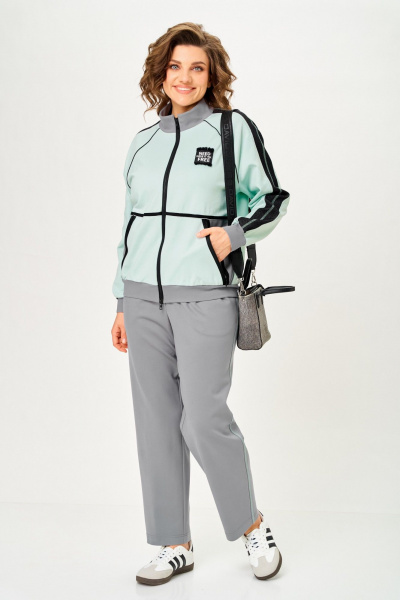 Брюки, бомбер Aira Style 24241А мята-серый - фото 6