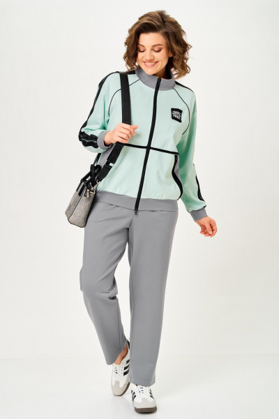 Брюки, бомбер Aira Style 24241А мята-серый - фото 1