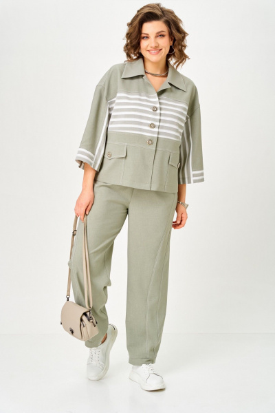 Брюки, жакет Aira Style 24250 зеленый - фото 8