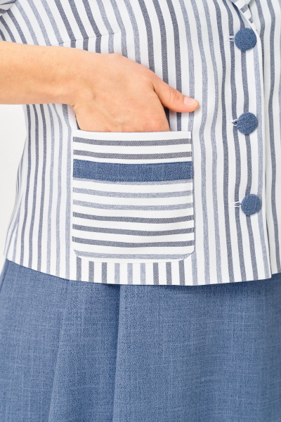 Жакет, юбка Aira Style 24141 полоска-синий - фото 2