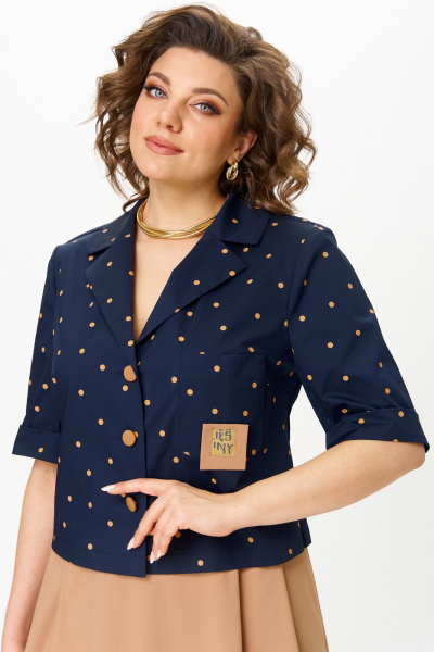 Жакет, юбка Aira Style 24120А синий-капучино - фото 8