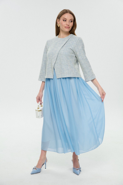 Платье NikVa 1007-3 небесный - фото 5