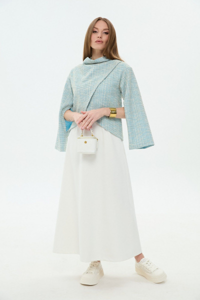 Джемпер, платье NikVa 1035-1 небесный и молоко - фото 14