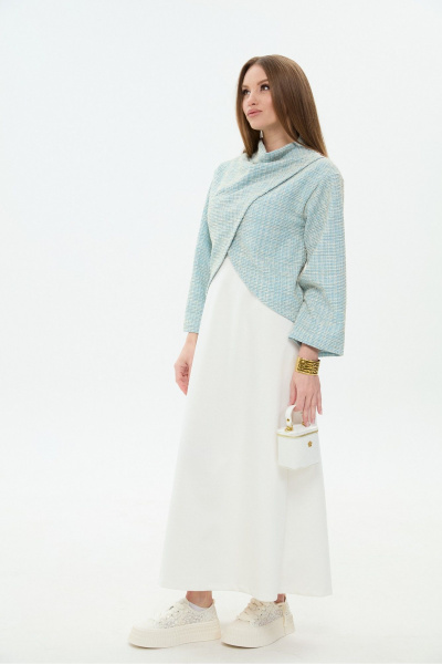 Джемпер, платье NikVa 1035-1 небесный и молоко - фото 13