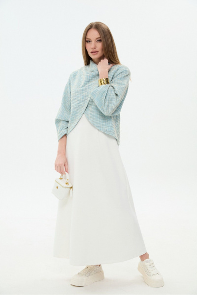 Джемпер, платье NikVa 1035-1 небесный и молоко - фото 12