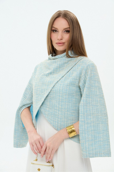 Джемпер, платье NikVa 1035-1 небесный и молоко - фото 7