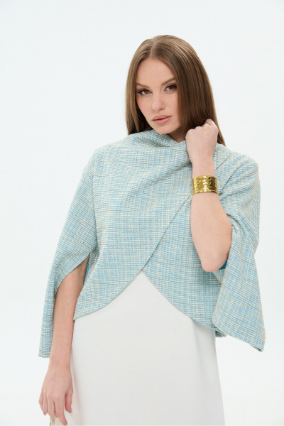 Джемпер, платье NikVa 1035-1 небесный и молоко - фото 6