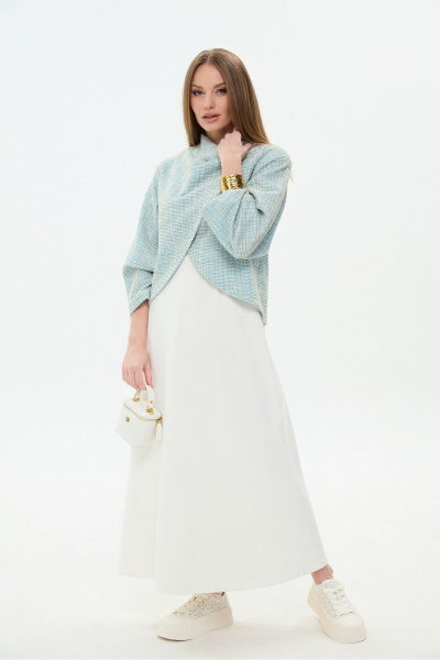 Джемпер, платье NikVa 1035-1 небесный и молоко - фото 2