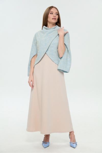 Джемпер, платье NikVa 1035-3 небесный и капучино - фото 10