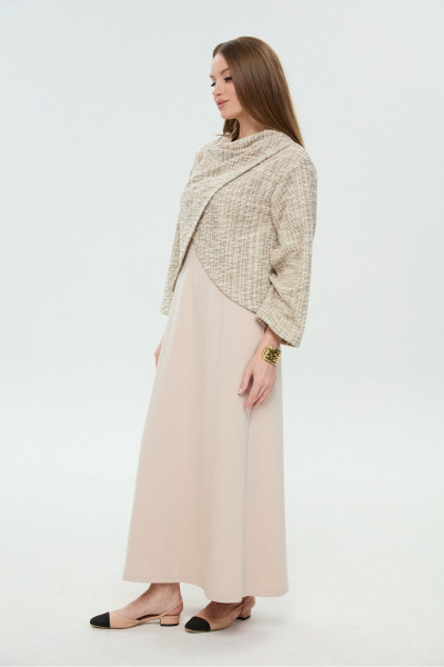 Джемпер, платье NikVa 1035-4 песочный и капучино - фото 9