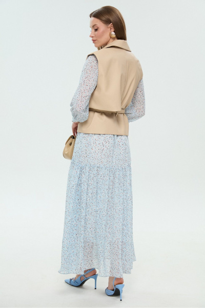 Жилет, платье NikVa 1037-1 крем-брюле и небесный - фото 10