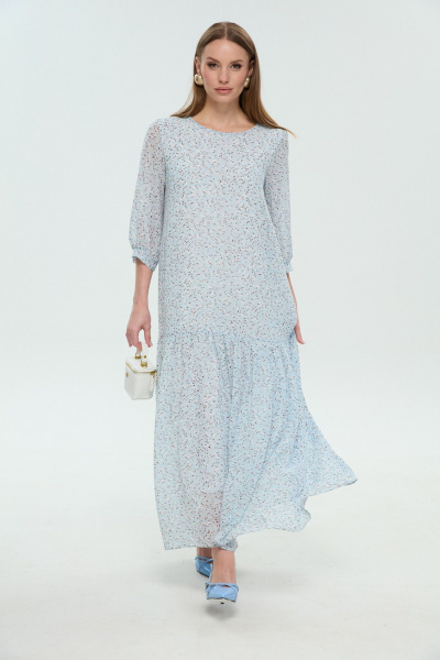 Жилет, платье NikVa 1037-1 крем-брюле и небесный - фото 5