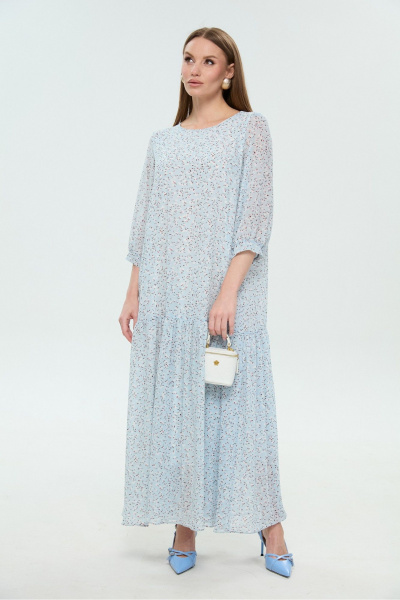 Жилет, платье NikVa 1037-1 крем-брюле и небесный - фото 4