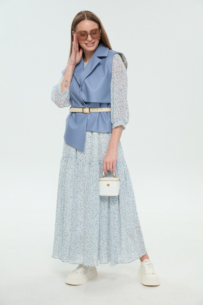 Жилет, платье NikVa 1037-2 небесный - фото 10