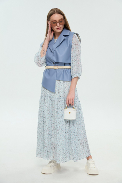 Жилет, платье NikVa 1037-2 небесный - фото 7