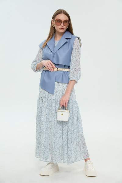 Жилет, платье NikVa 1037-2 небесный - фото 3