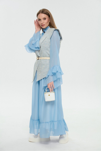 Жилет, платье NikVa 1039-1 небесный - фото 14