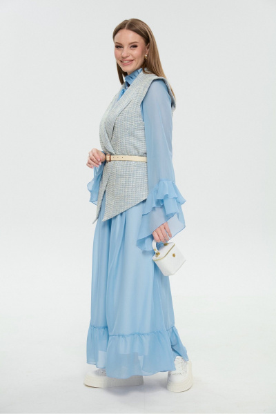 Жилет, платье NikVa 1039-1 небесный - фото 13