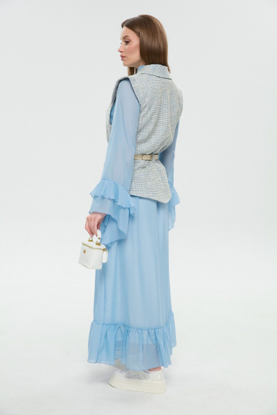 Жилет, платье NikVa 1039-1 небесный - фото 12