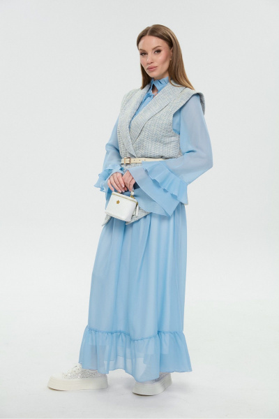 Жилет, платье NikVa 1039-1 небесный - фото 9