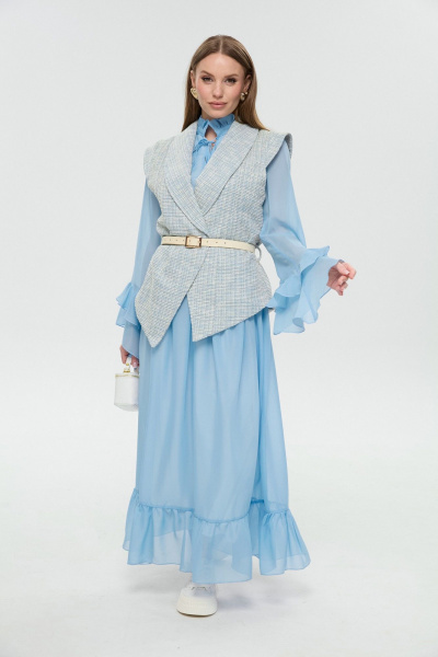 Жилет, платье NikVa 1039-1 небесный - фото 1