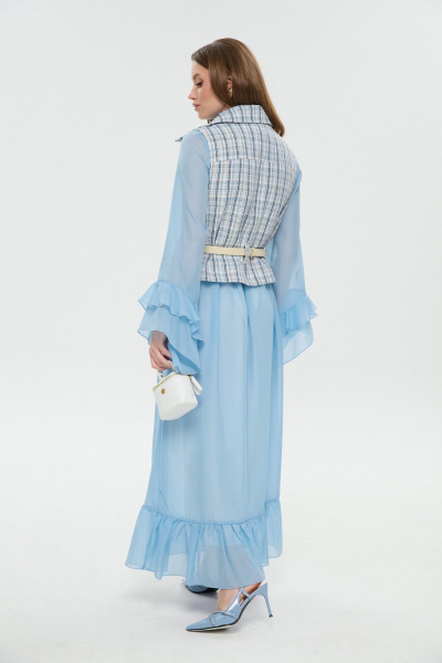 Жилет, платье NikVa 1041-1 небесно-синий - фото 14