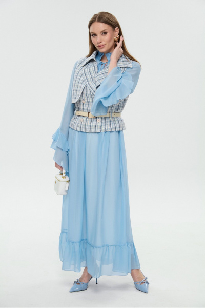 Жилет, платье NikVa 1041-1 небесно-синий - фото 10