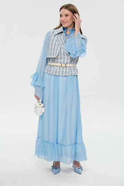 Жилет, платье NikVa 1041-1 небесно-синий - фото 2