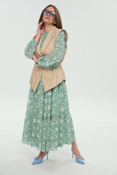 Жилет, платье NikVa 1042-1 мята и крем-брюле - фото 10